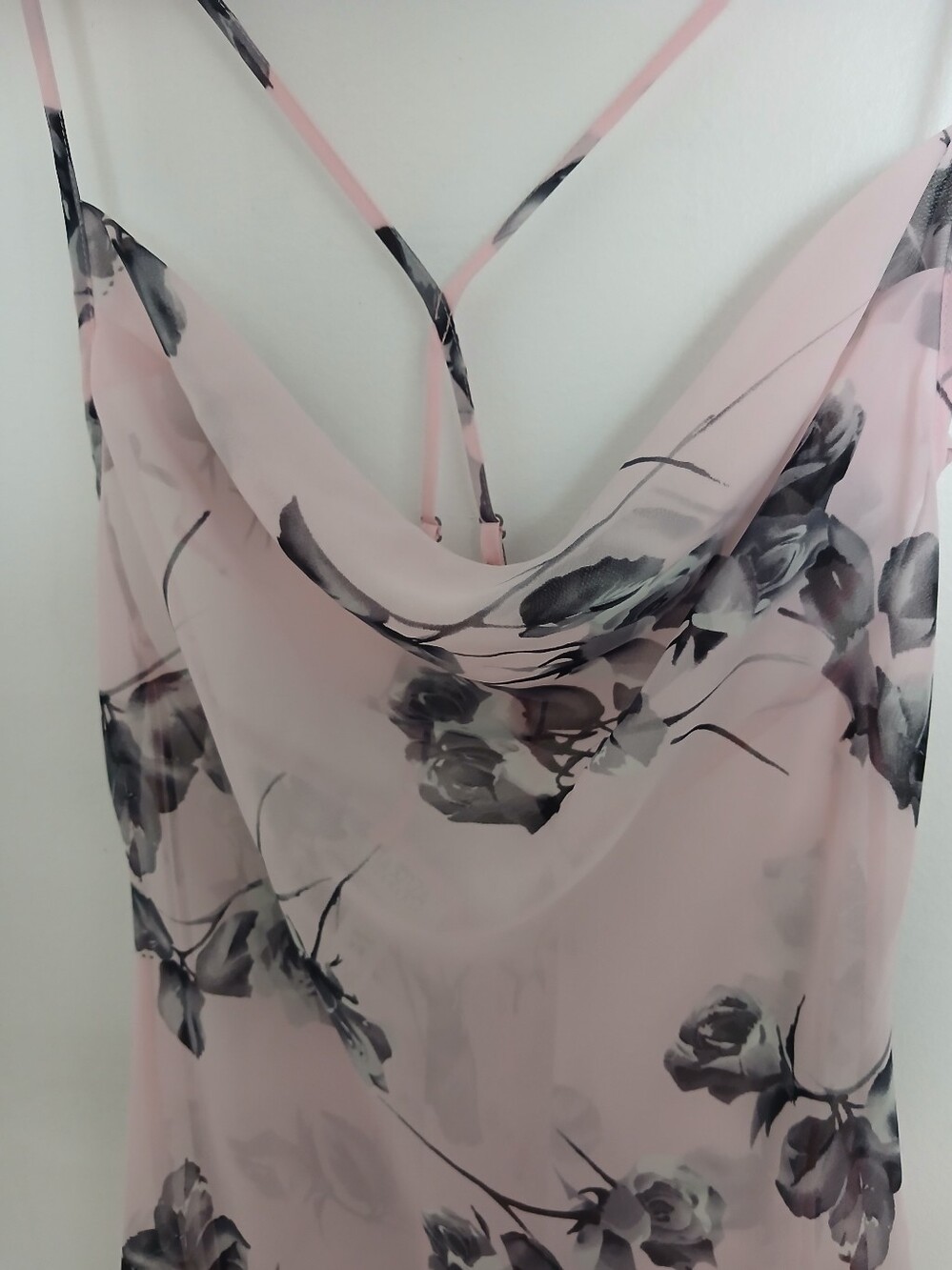 Vintage Y2K La SENZA Pink Floral Slip with Black and Grey Feminine Rose - Picture 4 of 15